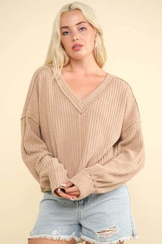 Casual Comfy Soft V-Neck Knit Top